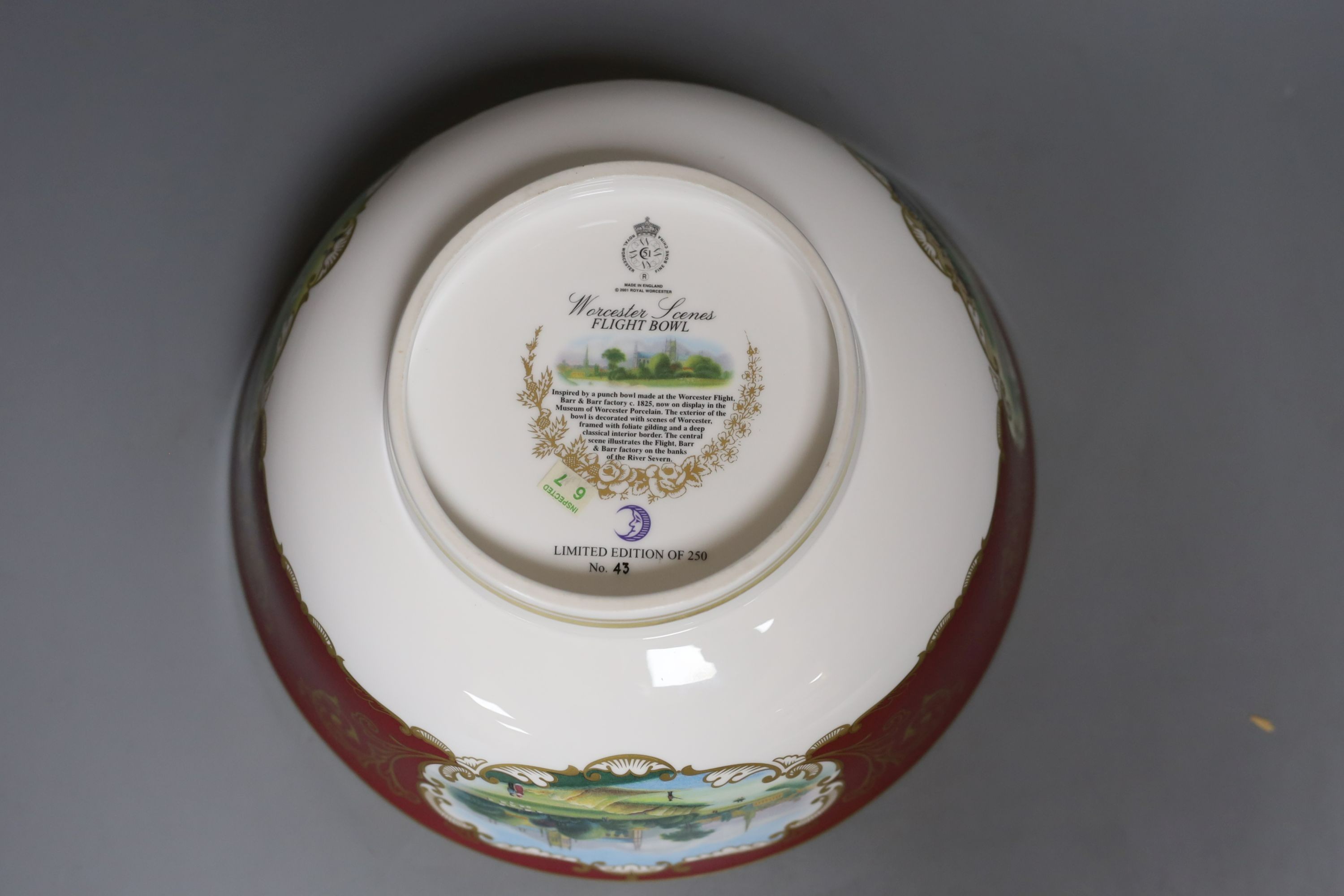 A boxed Royal Worcester Scenes flight bowl, limited edition no. 43 of 250 - 26cm diameter